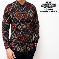 CITY STORE - Kemeja Batik Long Brown Songket Bahan Katun Stretch